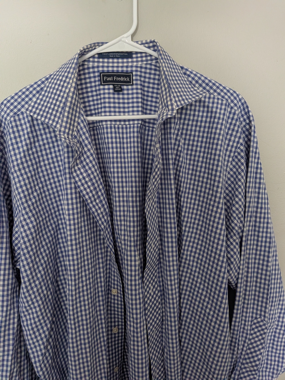Paul Fredrick Blue and White Gingham Button-Down Shirt